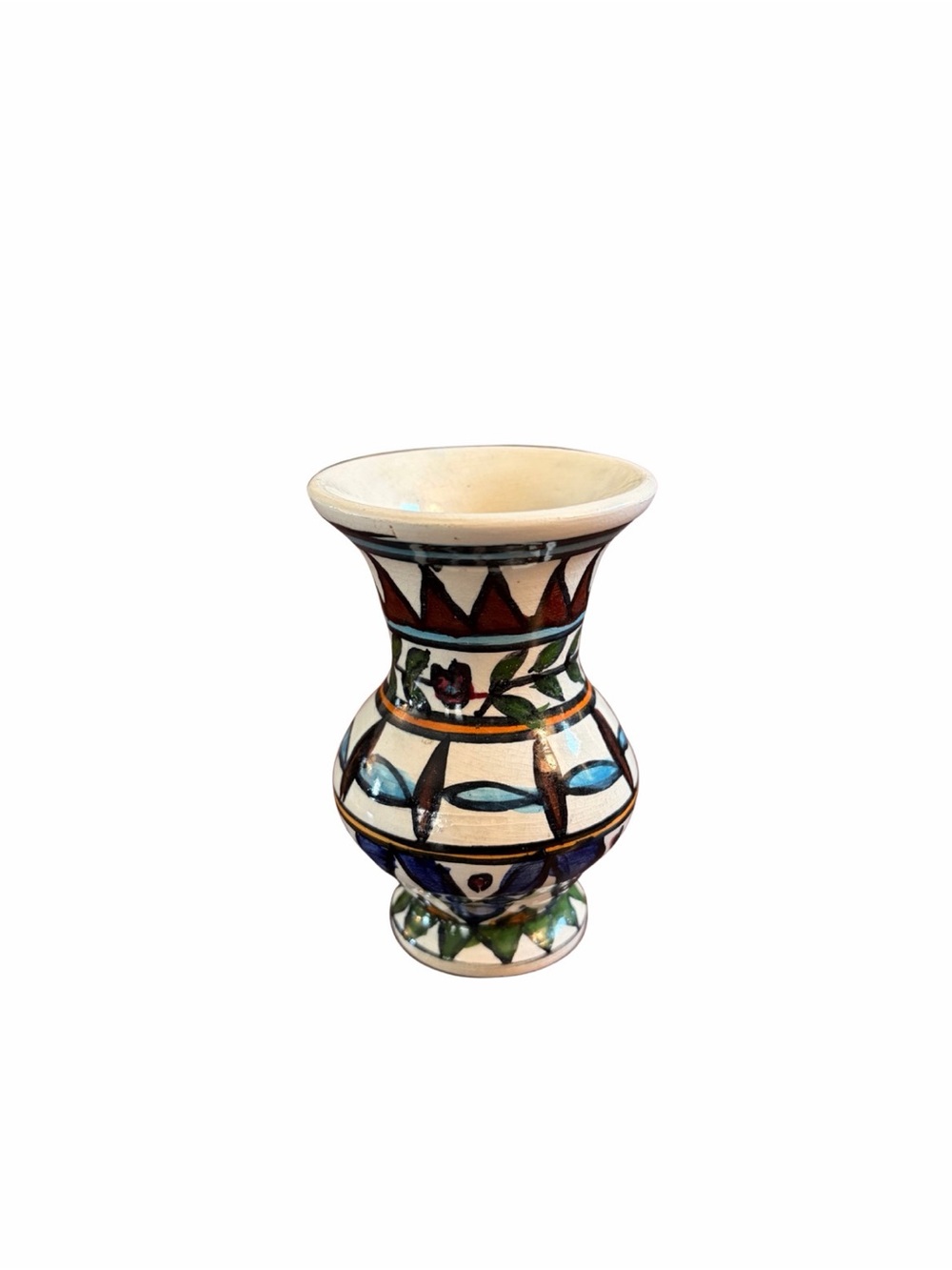Hand-Painted Ceramic 4” Mini Vase Geometric Pattern